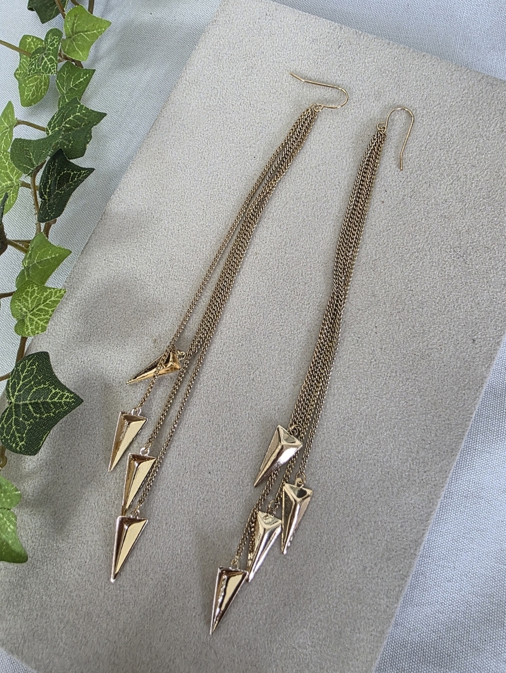 Boho Gold Tiered Spike Long Dangle Chain Earrings | Edgy & Chic